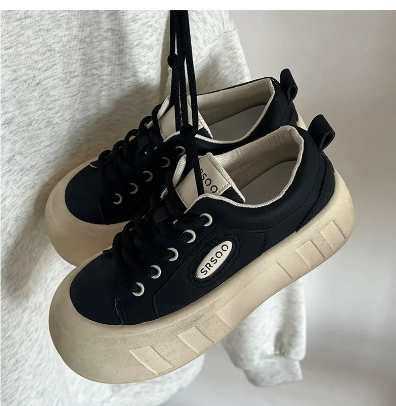 Soufree  -  Thick soled white high-end sensational and versatile thick soled white shoes for women's new autumn sports board shoes