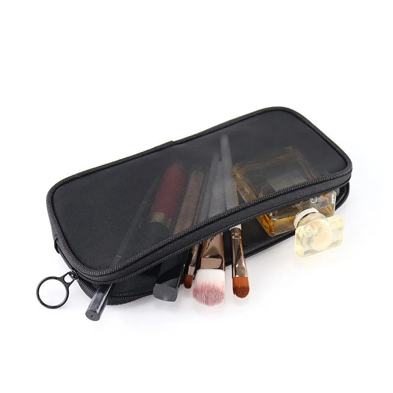 Soufree  -  1PCS Transparent Large Capacity Cosmetic Bag Small Travel Black Mesh Simple Makup Bags Girl Storage Toiletry Wash Lipstick Cases