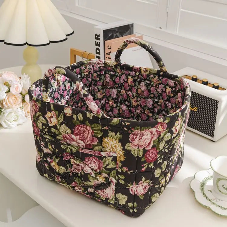 Soufree  -  Sweet Floral Women's Bento Handbags Retro Patchwork Ladies Tote Shoulder Bags Retro Flower Female Storage Shopper Bag Purse