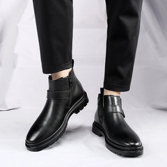 Soufree  -  Men's pointed high top leather shoes Fashionable and versatile designer styles Outdoor Leisure Business Walking Men's Boots