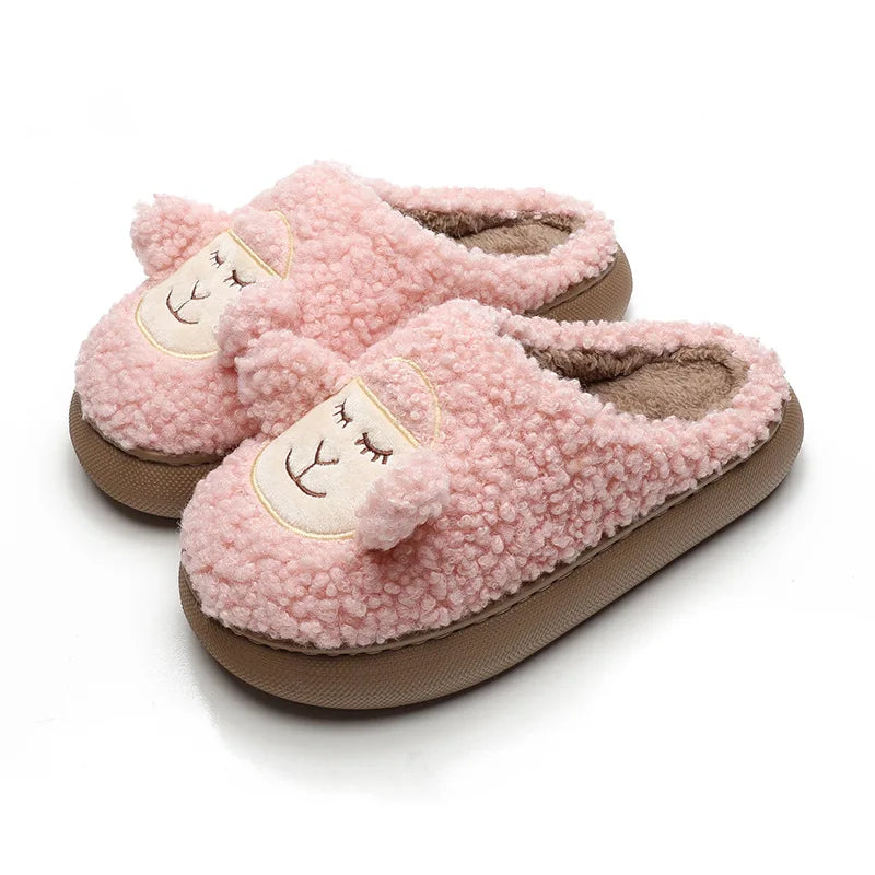 Soufree  -  Women Warm Fluffy Slippers Thick Sole Home Lover Winter Shoes Cute Cartoon Ear Soft Plush Platform Female Male Indoor Slipper