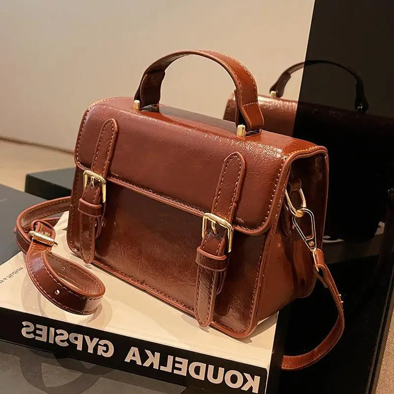 Soufree  -  Vintage Women handbag small female shoulder bag pu leather ladies Totes girl messenger bags bolsas femininas brown satchels