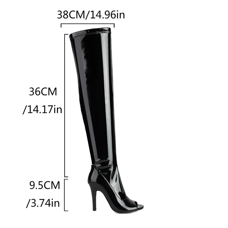 Soufree  -  Sexy Thigh High Boots Women's Peep Toe Autumn Spring Over-the-knee Boots Ladies Black Red White Dance Long Shoes Female Designer