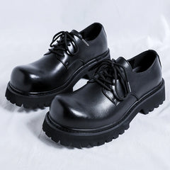 Soufree  -  Spring Men Platform Breathe Small Leather Shoes New Fashion Trend Versatile Japan Korean Business Casual Shoes Suit Men Shoes