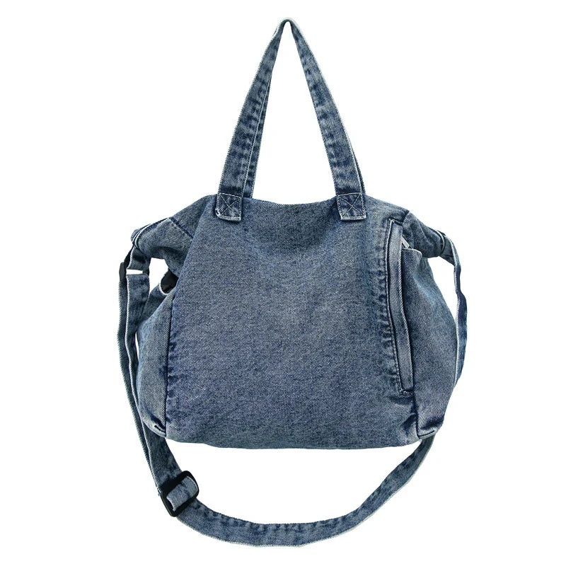 Soufree  -  Large Denim Women's Bag New Jeans Tote Bag Y2K Canvas Shoulder Bag Student Eco Bag Korean Shopper Female Purses and Handbag