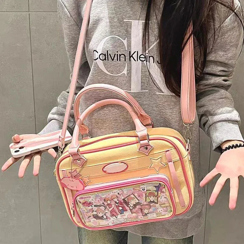 Soufree  -  Harajuku Women Ita Bags Fashion Patchwork Canvas JK Uniform Crossbody Shoulder Bags Individuality DIY Bolso Mujer