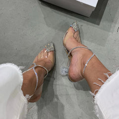 Soufree  -  Designer Transparent Crystal Sandals Women Clear High Heels Party Shoes Women Pumps Bling Bling Runway Sandals Summer Shoes