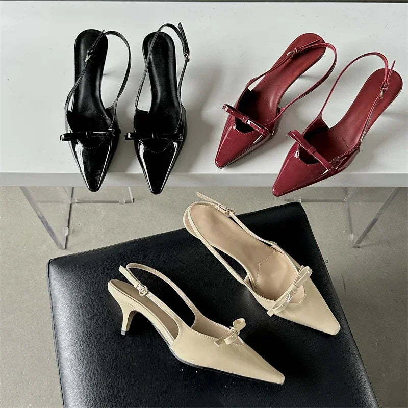 Soufree  -  Luxury Design Pointed Toe Pumps Sandals Woman Elegant Slingbacks Buckle Strap Thin Heels Female Wedding Party Mules Shoes