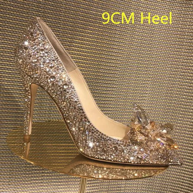 Soufree  -  Newest Shoes Rhinestone High Heels Women Pumps Pointed toe Woman Crystal Party Wedding Shoes 5cm/7cm/9cm