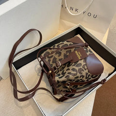 Soufree  -  designer bags Leopard Small PU Leather Women Bucket Crossbody Bags Fall Designer Shoulder Bag Luxury Brand Ladies Handbag Lady Trend Tote