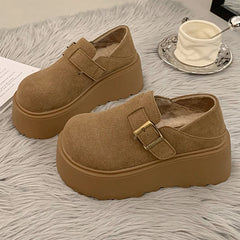 Soufree  -  Platform Women Suede Shoes High Heels Walking Winter Loafers Shoes Woman Trend Designer Fashion Snow Botas Mujer Sneakers