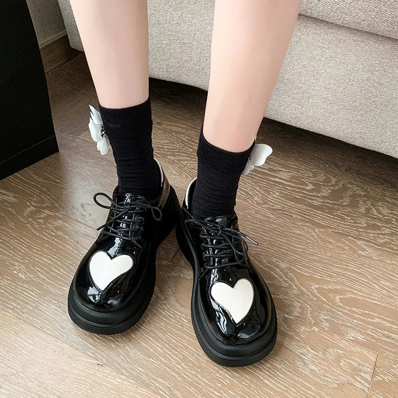 Soufree  -  School Student Uniform Shoes Oxford Shoes for Women Shoes Japanese Girls Kawaii Lolita Soft Girl Round Toe Lolita Platform Shoes