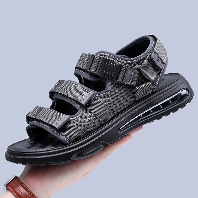 Soufree  -  Classic Men's Sandals Summer Air Cushion Sandals Breathable Men Leather Shoes Luxury Sandals Soft Outdoor Men Roman Sandals