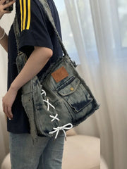 Soufree  -  Fashion Washed Denim Women Shoulder Bag Large Capacity Y2K female Crossbody Bags Soft Jeans Casual handbag Shopping Bag