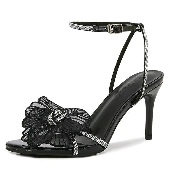 Soufree  - Women'S Summer New Diamond-Bow Heels With One-Line Sandals With European And American Style