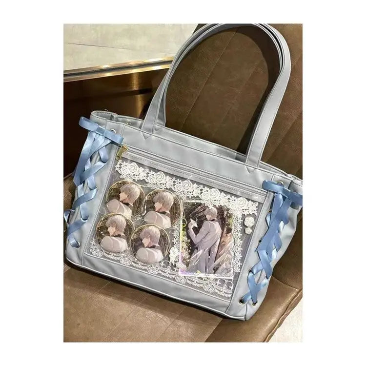 Soufree  -  Sweet Lolita Pink Ita Bag Women Japanese Transparent Large Capacity Tote Bag Ladies Harajuku Kawaii Handbag Aesthetic