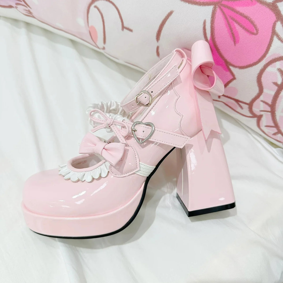 Soufree  -  Original High Heels Round Head Cute Soft Sweet Lolita Shoes Japanese Cute Loli Tea Party Girl Single Shoes